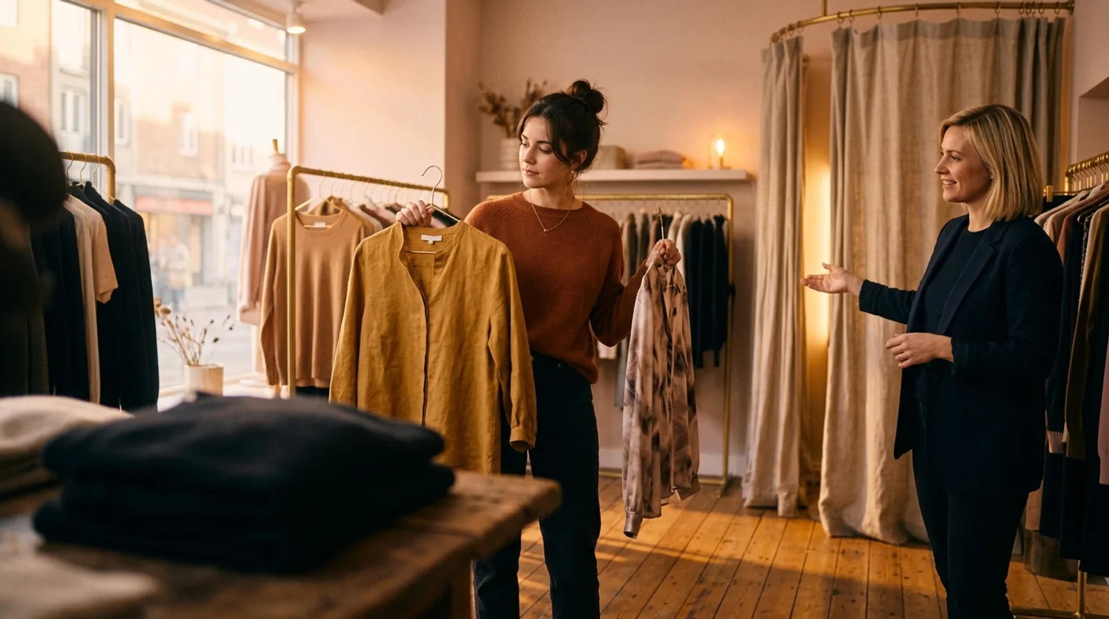 Fare shopping — Prova i vestiti, chiedi le taglie, restituisci quello che non va.